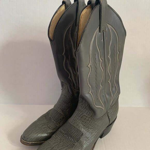 Abilene Gray Size 9 Leather Vintage Cowboy Boots Women’s Heel Western USA - Picture 1 of 11